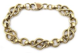 9ct gold fancy link chain bracelet, hallmarked,
