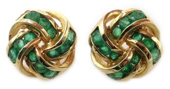 Pair of 9ct gold emerald knot earrings, hallmarked Condition Report Approx 5.