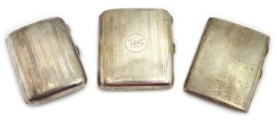 Three 1920's silver cigarette cases engine turned decoration approx 7oz Condition Report