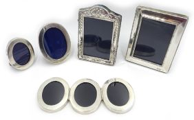 Five silver mounted freestanding photograph frames hallmarked or stamped 925 Condition