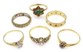 Six stone set 9ct gold rings 13.5gm Condition Report sizes K-O<a href='//www.