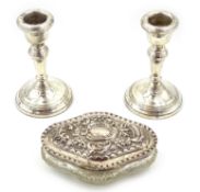 Pair of silver miniature candlesticks Birmingham 1979 11cm,