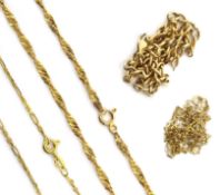 Four 9ct gold chain necklaces approx 12.5gm Condition Report <a href='//www.