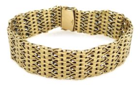 Gold woven link bracelet, stamped 9 375, approx 40.