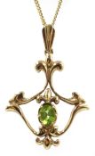 9ct gold peridot pendant,