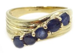 9ct gold five stone sapphire ring, hallmarked Condition Report Approx 4.