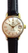 Omega ladies automatic gold-plated wristwatch with Omega leather strap and buckle