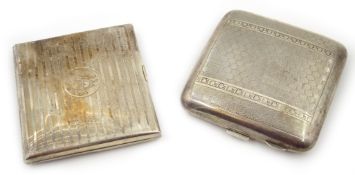Two silver cigarette cases Birmingham 1916 and 1928 approx 6oz Condition Report