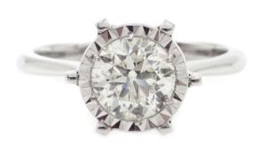 18ct white gold (tested) diamond solitaire ring, diamond 1.