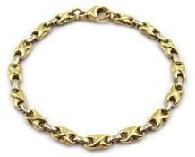 14ct white and yellow gold link bracelet, stamped 535 approx 6.