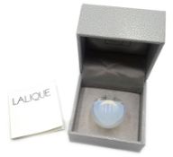 Lalique White light cabachon ring signed Lalique France boxed Condition Report size