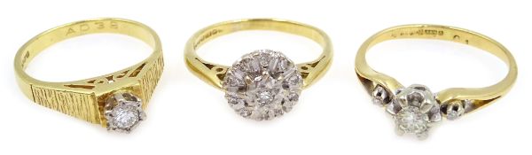 Three 18ct gold diamond rings all hallmarked Condition Report 8.