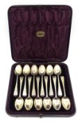 Set of twelve Victorian silver teaspoons by Josiah Williams & Co London 1890 retailed E Friedley