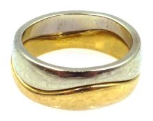 Pair of 18ct white and yellow gold (tested) wave design stacking rings Condition Report