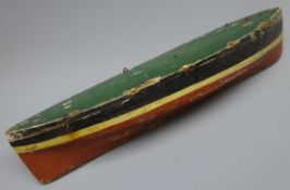 Wooden hull model of the Scottish Fishing boat KY95 'Boy David' with painted decoration and