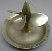 RMS Queen Mary Maiden Voyage 27th May 1936: nickel-plated alloy ship-screw souvenir dish