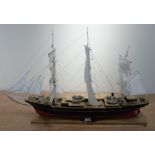 Scale model of the Danish three masted Training Ship 'Danmark' fully rigged on integral stand,