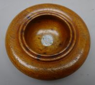 Relic - a teak circular bowl turned from the Teak of HMS Ganges, inset with plaque,