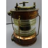 Meteorite ship's brass and copper Anchor light, with clear glass lens, and twin cover, No.