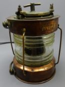 Meteorite ship's brass and copper Anchor light, with clear glass lens, and twin cover, No.