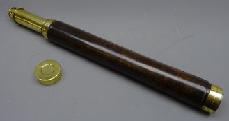19th century leather and brass single -draw telescope, inscribed 'King & Son,