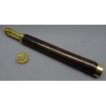 19th century leather and brass single -draw telescope, inscribed 'King & Son,