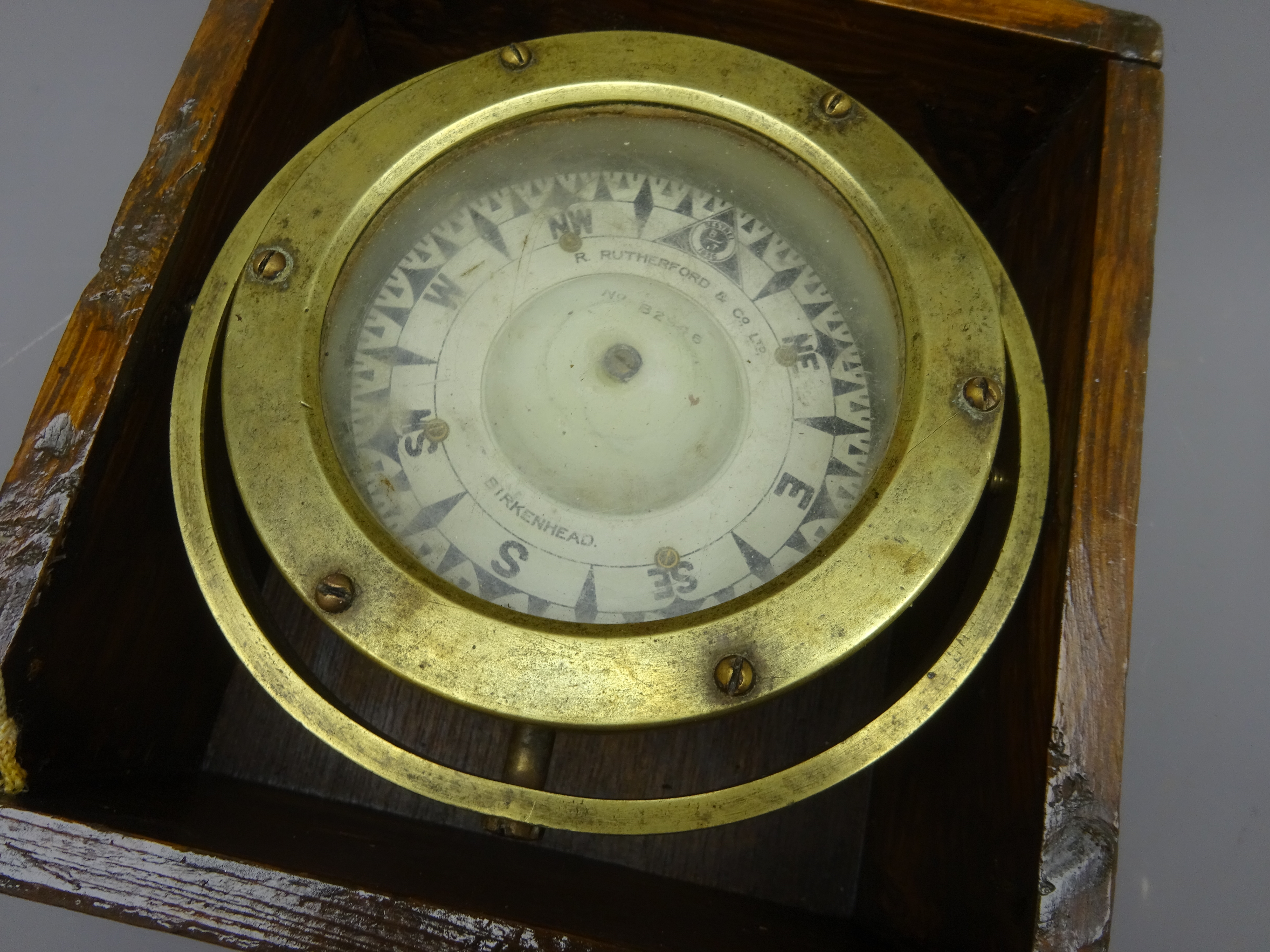 Brass cased ship's compass by Rutherford & Co. - Image 2 of 3