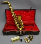 French Henri Selmer brass saxophone with chased decoration, serial no.