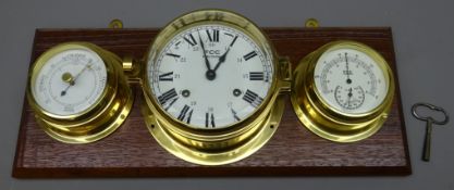 Ship's brass cased bulkhead clock, the dial inscribed FCC Precision,