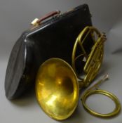 Boosey & Co brass two-piece French horn, inscribed 'Lotone', numbered '129944',