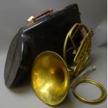 Boosey & Co brass two-piece French horn, inscribed 'Lotone', numbered '129944',