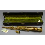 Brass soprano straight saxophone by C.G.Conn, Elkart, USA, serial no.