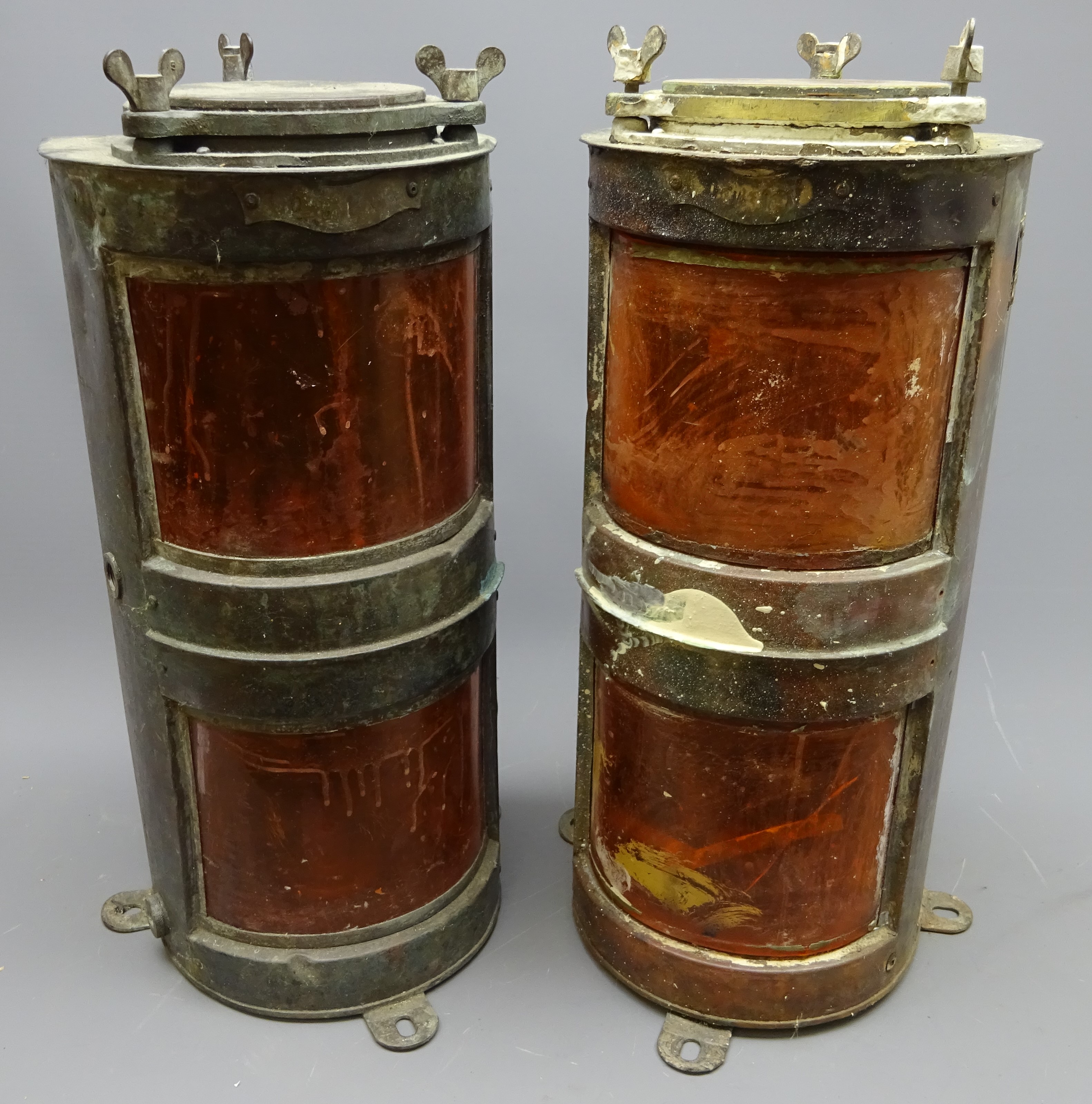 Pair of Meteorite ship's copper Towing lamps,