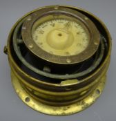 20th century ship's brass Binnacle, gimbal set with a Sestrel Compass No.