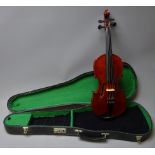 Early 20th century violin, French or German, with 36cm one-piece maple back and ribs and spruce top,