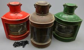 Pair of ship's Port and Starboard Navigation lamps,