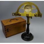 French brass Graphometer with slivered dial on adjustable bracket,