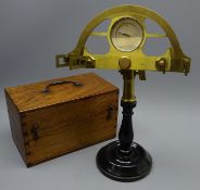 French brass Graphometer with slivered dial on adjustable bracket,