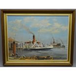 Colin Verity (1924-2011 'Humber Steam Paddle Ferry Lincoln Castle and other vessels in Harbour' oil
