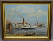 Colin Verity (1924-2011 'Humber Steam Paddle Ferry Lincoln Castle and other vessels in Harbour' oil