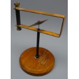 Oersted's apparatus, silvered pointer in copper frame on black japanned support,