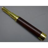 19th century mahogany and brass three-draw telescope,