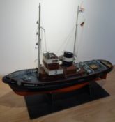 Radio Controlled model of a German Hamburg Tug Bugsier 3, on stand, L82cm,