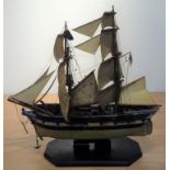 Scale model of the twin masted Sunderland Brig 'Emma' fully rigged on stand, L57cm,