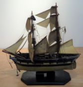 Scale model of the twin masted Sunderland Brig 'Emma' fully rigged on stand, L57cm,