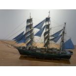 Scale model of the three masted Clipper ''Thermoplyae' fully rigged on stand, L90cm,