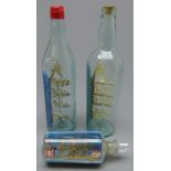 Two four masted ships models in bottles,