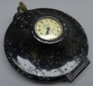 'The Servis Recorder' Time Record Clock, Arabic silvered dial in circular black japanned alloy case,