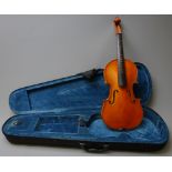 Late 19th/early 20th century French Mirecourt violin for completion with 36cm two-piece maple back