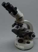 Post-WW2 Zeiss grey enamelled binocular microscope,